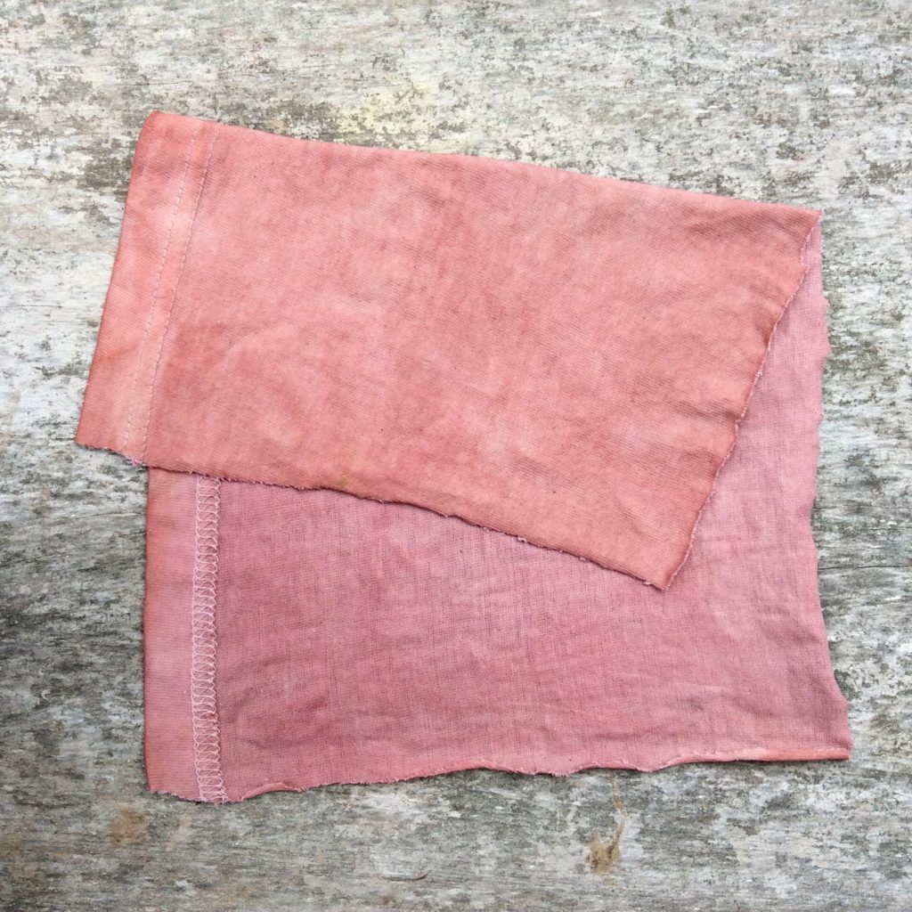 Avocado stone dye- dyeing with avodado seeds/pits on soy mordanted cotton