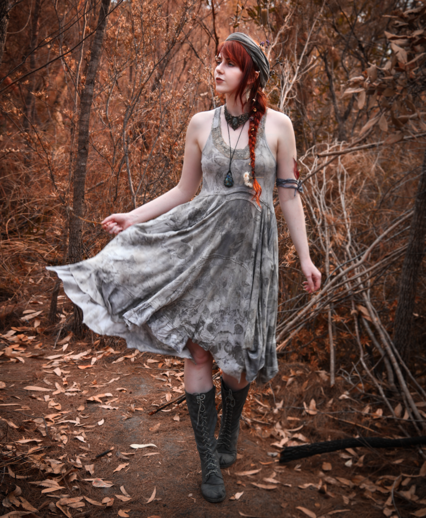 Another naturally dyed wasteland dress – Gumnut Magic